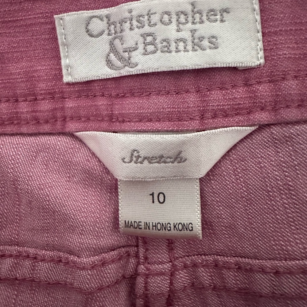 Christopher & Banks Straight Leg Pants Women’s 10 Pink Mid Rise Casual Stretch - Picture 3 of 10